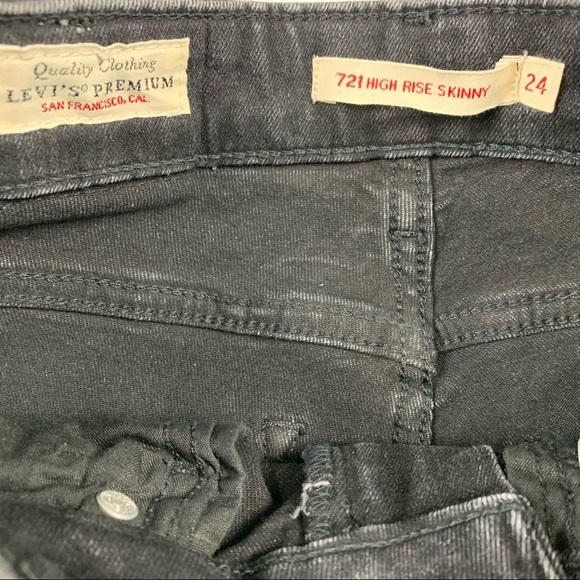 Levi's 721 High Rise Fringe Ankle Grey Slim Skinny Fit Jeans Women's Size 24 - Picture 6 of 9